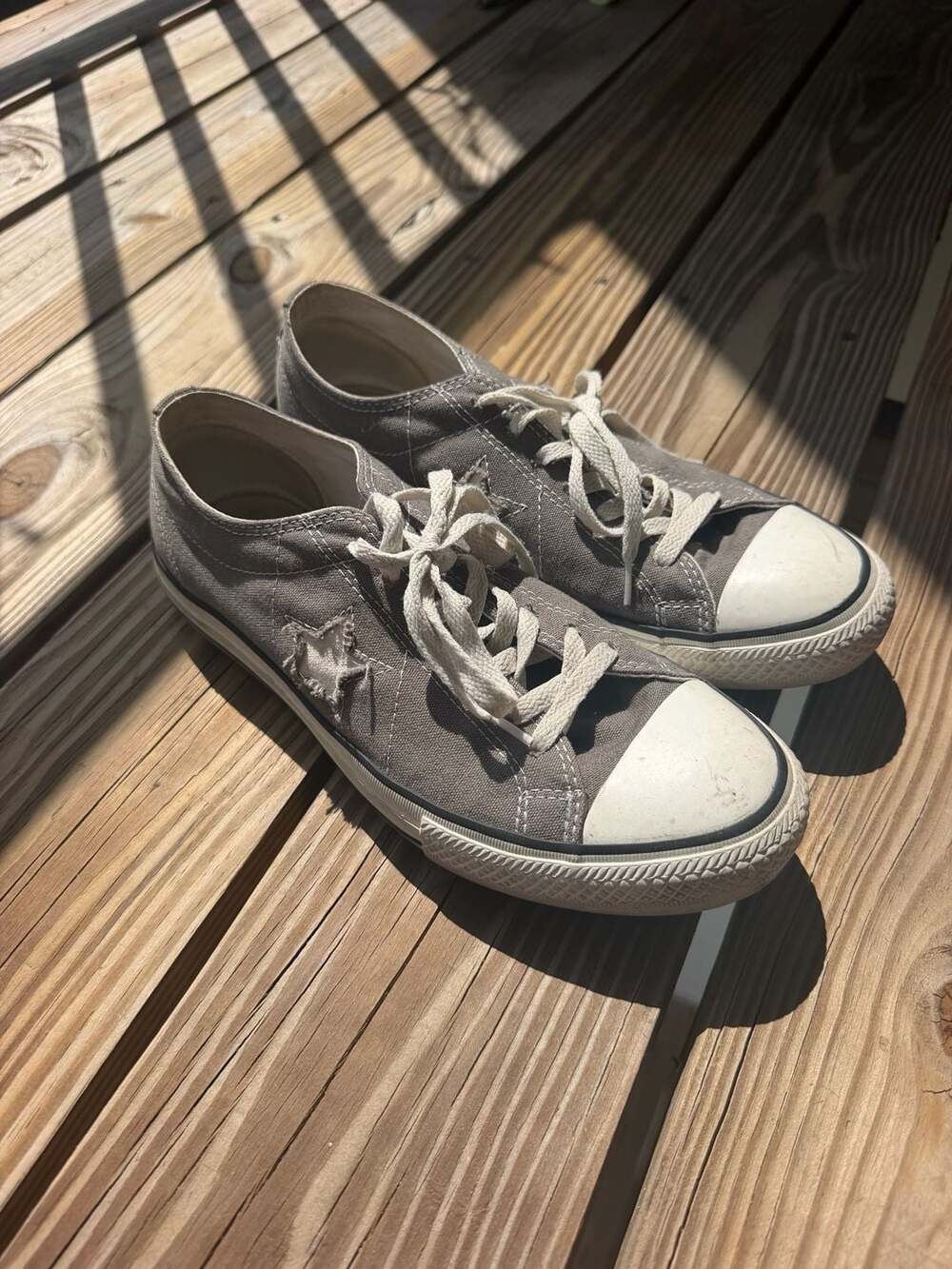 Converse One Star Low Top Size 10 Gray Canvas Sneakers